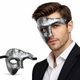 evimdeyokyok Evimdeyokyok Antik Eskitme Gümüş Erkek Yarım Maske - Phantom Parti Balo Maskesi Çok Renkli