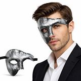 evimdeyokyok Evimdeyokyok Antik Eskitme Gümüş Erkek Yarım Maske - Phantom Parti ve amp; Balo Maskesi Çok Renkli