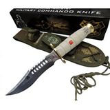 evimdeyokyok Evimdeyokyok Beyaz Kurt Tırtıklı Oluklu Komando Bıçağı 30 Cm - Kamuflaj Kılıflı