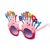 evimdeyokyok Evimdeyokyok Happy Birthday Yazılı Pembe Fuşya Renk Parti Gözlüğü 12x7 Cm Çok Renkli