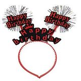evimdeyokyok Evimdeyokyok Happy Birthday Yazılı Püsküllü Neon Kırmızı Renk Doğum Günü Tacı 22x19 Cm Çok Renkli