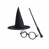 evimdeyokyok Evimdeyokyok Harry Potter Tarzı Çocuk Seti - Siyah Keçe Şapka, Asa, Gözlük Çok Renkli