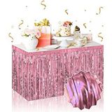 evimdeyokyok Evimdeyokyok Kendinden Yapışkanlı Rose Gold Metalize Püsküllü Masa Eteği – 75 X 275 Cm Parti Süs Çok Renkli