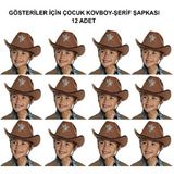 evimdeyokyok Evimdeyokyok Kovboy Şerif Şapkası Kahve 12 Adet - Kostüm Parti Ve Gösteri Şapkası Çok Renkli