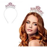 evimdeyokyok Evimdeyokyok Kristal Taşlı Pembe Birthday Princess Yazılı Parti Tacı 19x11 Cm Çok Renkli