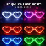 evimdeyokyok Evimdeyokyok Led Işıklı Kalp Glow Pilli Parti Gözlüğü – 6 Adet / 5 Renk Set Çok Renkli