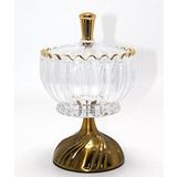 evimdeyokyok Evimdeyokyok Metal Ayaklı Kristal Cam Şekerlik Gold Detaylı Sunumluk Alk4871 Çok Renkli