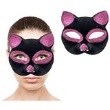 evimdeyokyok Evimdeyokyok Siyah Renk Pembe Simli Süet Kedi Maskesi 18x14 Cm Çok Renkli