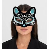 evimdeyokyok Evimdeyokyok Siyah Renk Süet Kaplama Üzeri Gümüş Mavi Simli Kedi Maskesi 17x14 Cm Çok Renkli