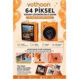 Evimdeyokyok Mini Dijital Kamera 64MP 16X Digital Zoom Retro Vintage 1.4’’ekranlı Video Kamera Taşınabilir Tasarım Turuncu