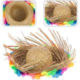 Evimdeyokyok Naturel Renk Püsküllü Örme Hasır Hawaii Luau Aloha Şapka 13X36 cm