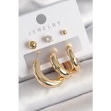 Evimdeyokyok Pirinç Gold Renk Halka Model Zirkon Taşlı Topçuk Detay Kadın Küpe TJ-BKP10306