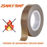 Evimdeyokyok Yüksek Isı Dayanımlı Yapışkanlı Teflon Bant 25mmx10mt