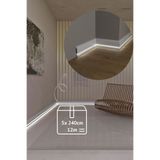 Evime Decor 10cm Ledli Süpürgelik 5 Adet 12m Beyaz Polimer, Suya Dayanıklı, Duvar Dekorasyonu Bir Boy 240 Cm