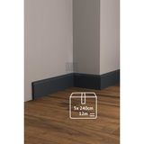 Evime Decor Antrasit 10CM Süpürgelik, 5 Adet 12M Koyu Gri Polimer Duvar Zemin Dekorasyonu Adeti 240CM - 15x100mm - Antrasit - Gri