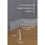 Evime Decor Beyaz 15CM Süpürgelik, 1 Boy 120CM Polimer, Suya Dayanıklı, Ev Dekorasyonu - 19x150mm - 1 Adet