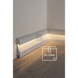 Evime Decor Beyaz Ledli Süpürgelik, 1 Boy 120CM Polimer, Suya Dayanıklı, Ev Dekorasyonu - 21x115mm - 1 Adet