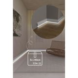 Evime Decor Beyaz Ledli Süpürgelik, 5 Adet 12M 10CM Polimer Boyanabilir, Suya Dayanıklı, Ev Dekorasyonu - 10.1cm