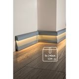Evime Decor Ledli Süpürgelik, Açık Gri 5 Adet 12M 11CM Beyaz Polimer Boyanabilir, Suya Dayanıklı, Ev Dekorasyonu - 21x115mm