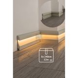 Evime Decor Ledli Süpürgelik, Vizon 5 Adet 12M 11CM Beyaz Polimer Boyanabilir, Suya Dayanıklı, Ev Dekorasyonu - 21x115mm