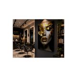 EvimeTablo Altın Kelebek Kadın Kanvas Tablo – Siyah Gold Modern Duvar Dekoru | Kuaför, Güzellik Salonu, Makyaj Stüdyosu ve Spa Dekorasyonu