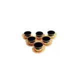 EVİMİX Acar Sunum Metal Porselen Kahve Fincan Takımı, 6'lı Set, Siyah-Gold