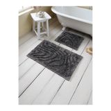 Evimle Pluvis Pamuklu Banyo Paspas Takımı (60x100)(50x60) Siyah-001