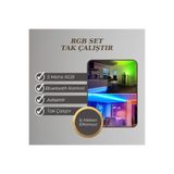 EvimLed Rgb Led Işık 5 Metre Bluetooth Kontrol 3 Çipli İç mekan Slikonsuz Tak Çalıştır