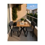 evimse mobilya Nova Serisi - Modern Mutfak, Balkon, Bahçe Takımı 2 li sandalye 70x70 Masa-Nova Antrasit - Atlantik masa*