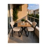 evimse mobilya Nova Serisi - Modern Mutfak, Balkon, Bahçe Takımı 2 li sandalye 70x70 Masa-Nova Bej - Atlantik masa*