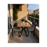 evimse mobilya Nova Serisi - Modern Mutfak, Balkon, Bahçe Takımı 2 li sandalye 70x70 Masa-Nova Gri - Atlantik masa*