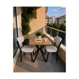 evimse mobilya Nova Serisi - Modern Mutfak, Balkon, Bahçe Takımı 2 li sandalye 70x70 Masa-Nova Gümüş- Atlantik masa*