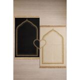 EvimSoft Lüks Şönil Kumaş Kalpli Seccadesi Eşli Çift Seccade Gelin Damat Bohçası Hediyelik Çeyizlik 70x110 cm