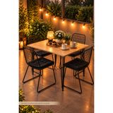 Evimzo Siyah Metal Ayaklı 58x115 Cm (TEK MASA) Doğal Çam Ahşap Mutfak - Balkon - Veranda-Çalışma Masası