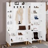 Evin-1-2 Bohem Ayaklı Aynalı Ayakkabılık Portmanto Vestiyer EVN01 - Beyaz