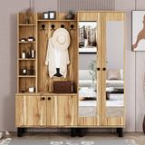 Evin-1-2 Bohem Ayaklı Aynalı Ayakkabılık Portmanto Vestiyer EVN04 - Çam