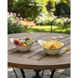 Evin Bizden Evinbizden Porselen Geniş 2'li Kase Set Sunumluk Salatalık Çerezlik Şekerlik Sosluk Çorba Kasesi 20 cm - Kahverengi - Beyaz