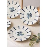 Evin Bizden Modern Porselen Çizgili Bahar Desen 19 cm 4 Kişilik Pasta Sunum Tabağı Seti - Renkli