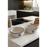 Evin Bizden Nazar Desen El Dekorlu 2'li Servis Sunum Kaseleri Seramik 14 cm Modern Kaseler Sunumluk Çerezlik - Beyaz - .