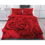 Evine Moda Kırmızı Gül Dijital Baskılı 3D 3 Boyutlu Çift Kişilik Nevresim Takımı Kod: Rabella - Renkli - 200 x 220 cm