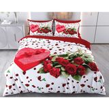 Evine Moda Kırmızı Gül Hediye Dijital Baskılı 3D 3 Boyutlu Çift Kişilik Nevresim Takımı Kod: Sevgililer_günü - Renkli - 200 x 220 cm