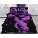 Evine Moda Mor Çiçek Dijital Baskılı 3D 3 Boyutlu Çift Kişilik Nevresim Takımı Kod: Galira - Renkli - 200 x 220 cm