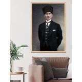 Evine Moda Mustafa Kemal Atatürk Tek Parça Ahşap Çerçeveli Tablo - 20 x 30 CM