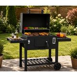 Evinizin Atölyesi Kömürlü Barbekü Mangal Tekerlekli Kapaklı Bahçe Izgara