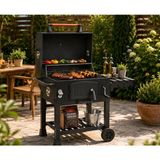 Evinizin Atölyesi Tekerlekli Kömürlü Mangal Kapaklı Bahçe Barbekü 58X42,5 cm