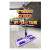 evinizin vitrini Mikrofiber Mandallı Mop, Teleskopik Saplı Set +1 Yedek Bezli evmoop