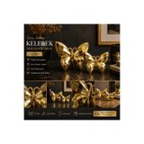 EVİNİZİNRİTMİ Lüks 2'li Set Kelebek Dekoratif Obje - Parlak Gold - Gümüş Kaplama Ev Aksesuarı ve Salon Süs Eşyası
