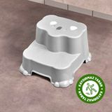 Eviona Çocuklar Için Kaydırmaz, Çift Basamaklı Tabure - Banyo ve Lavabo Katlı Yükseltici - Gri