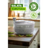 EVİONA Salata ve Sebze Kurutucu, Pratik Kullanım - 5 Lt Büyük Boy, Dünya Plastik - Beyaz