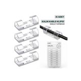 EVİST 16 ADET ( KALIN KABLO ) KABLO TUTUCU KLİPS (YAPIŞKANLI) ( ŞEFFAF PLASTİK MİKA KRİSTAL ) DAYANIKLI